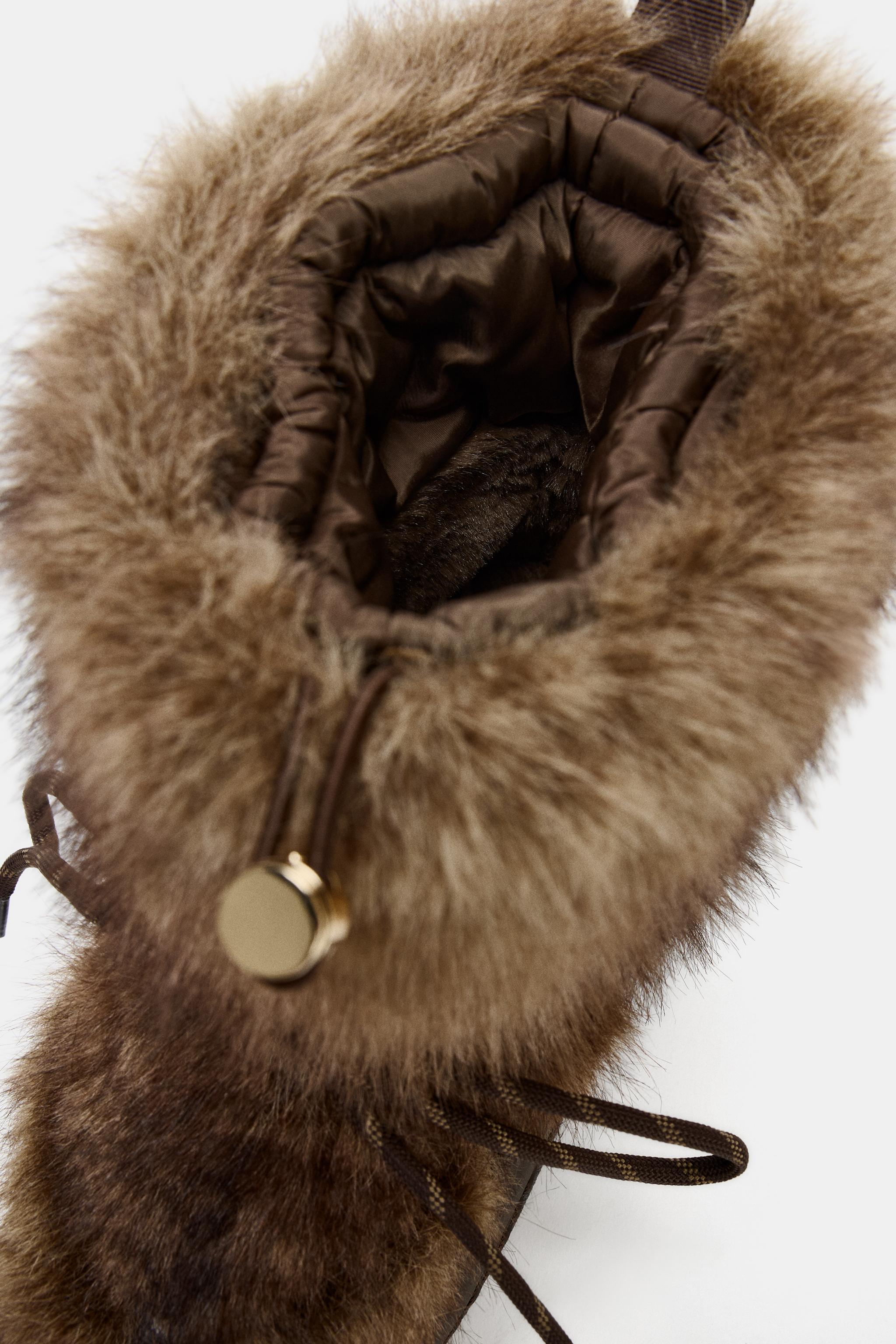 FAUX FUR COMBINED ANKLE BOOTS SKI COLLECTION